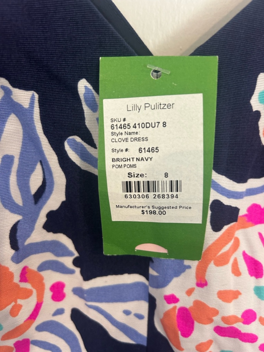 Lilly Pulitzer Navy Floral A-Line Dress with Pink & Peach Blooms - Picture 3 of 8